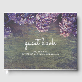 Livro De Visitas Casamento Rustic Purple Primavera Lilacs