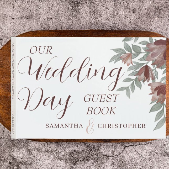 Livro De Visitas Casamento Rustic Terracotta Floral & Foliage (Criador carregado)