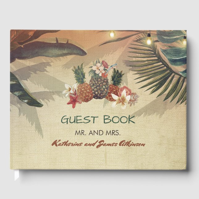 Livro De Visitas Casamento Rustic Tropical Beach (Frente)