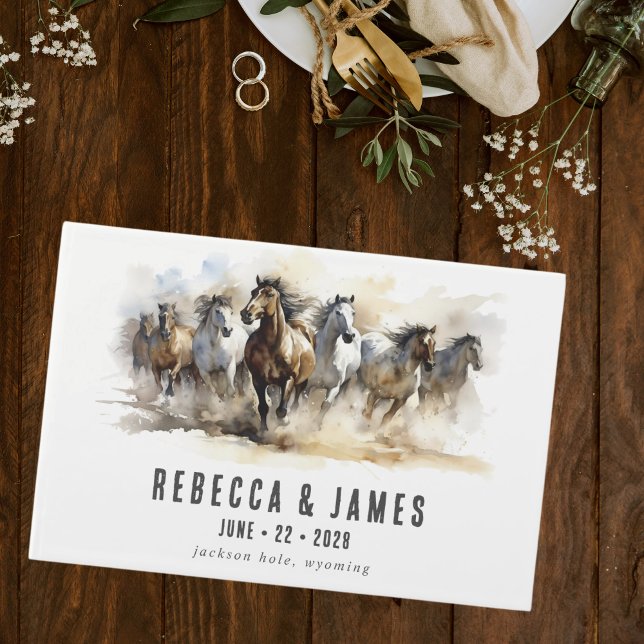 Livro De Visitas Casamento Rustic Wild Horses Fazenda Equestrian Co (Criador carregado)