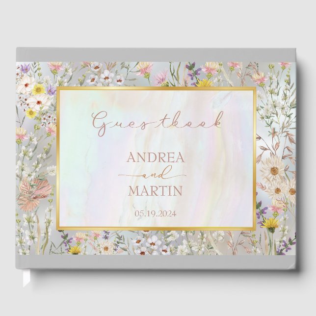 Livro De Visitas Casamento Rustic Wildflower Pastel Garden (Frente)