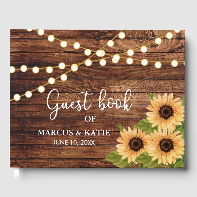 Livro De Visitas Casamento Rustic Woods e Sunflower (Frente)