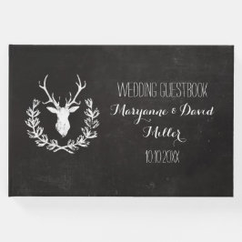 Livro De Visitas Casamento Rustic Wreath Deer Chalkboard