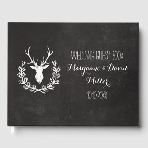 Livro De Visitas Casamento Rustic Wreath Deer Chalkboard