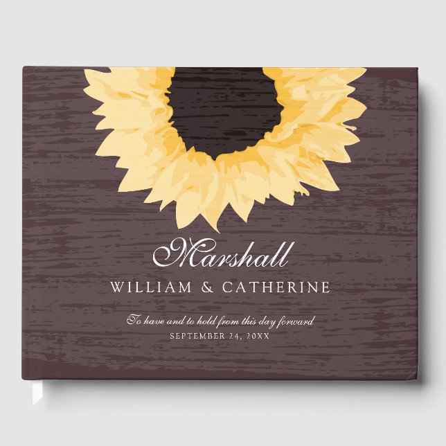 Livro De Visitas Casamento Rustic Yellow Sunflower (Frente)