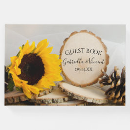 Livro De Visitas Casamento Rustic Yellow Sunflower Woodland