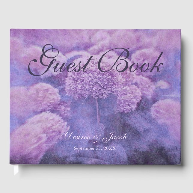 Livro De Visitas Casamento Rústico de Hydrangea Floral Country (Frente)
