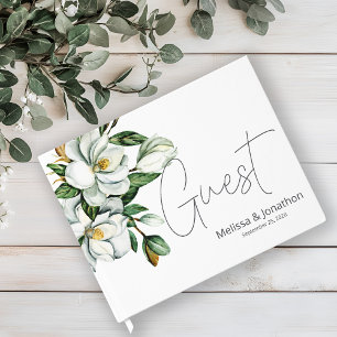 Livro De Visitas Casamento Rústico Floral Magnólia Branca