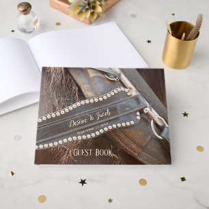 Livro De Visitas Casamento Rústico Marrom País Ocidental Cavalo