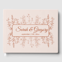 Livro De Visitas Casamento Simple Boho Floral Terracotta
