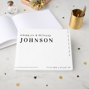 Livro De Visitas Casamento Simples Branco e Negro Minimalista Moder