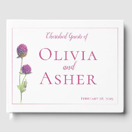 Livro De Visitas Casamento Simples De Aquarela Amaranth Thistle Flo