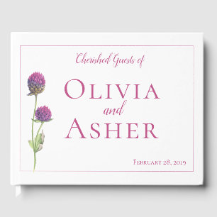 Livro De Visitas Casamento Simples De Aquarela Amaranth Thistle Flo