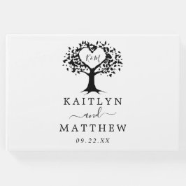 Livro De Visitas Casamento Simples de Árvores do Coração em Monogra