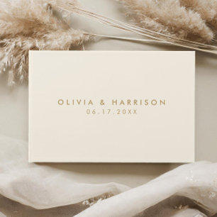 Livro De Visitas Casamento Simples de Champanhe Minimalista Moderno