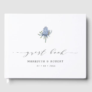 Livro De Visitas Casamento Simples De Espelho De Aquarela Azul