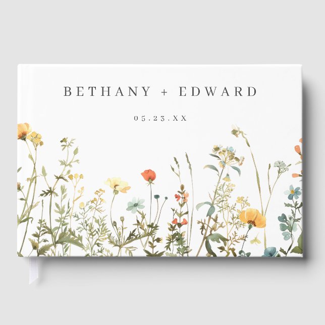 Livro De Visitas Casamento Simples de Flor Selvagem (Frente)