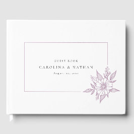 Livro De Visitas Casamento Simples de Lavanda Floral Elegante