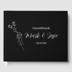 Livro De Visitas Casamento Simples de ROE Preto e Branco