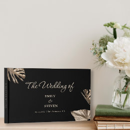 Livro De Visitas Casamento Simples e Dourado Elegante Moderno