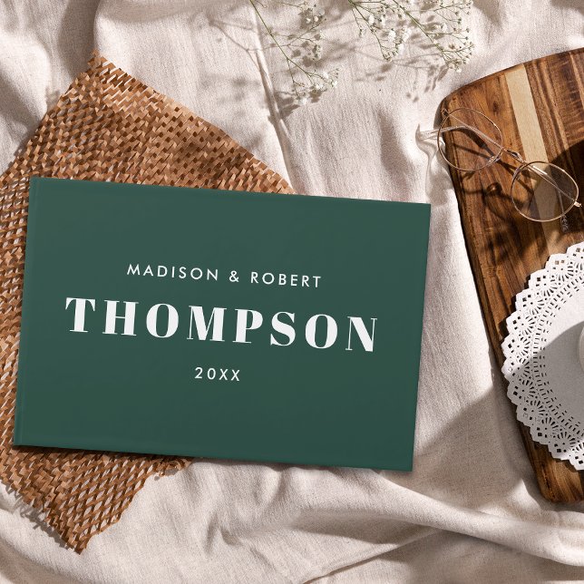 Livro De Visitas Casamento Simples Emerald Verde Monograma Bold Mod (Criador carregado)