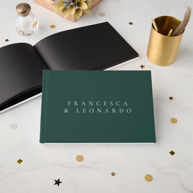 Livro De Visitas Casamento Simples Esmeralda Clássico (Frente aberta)