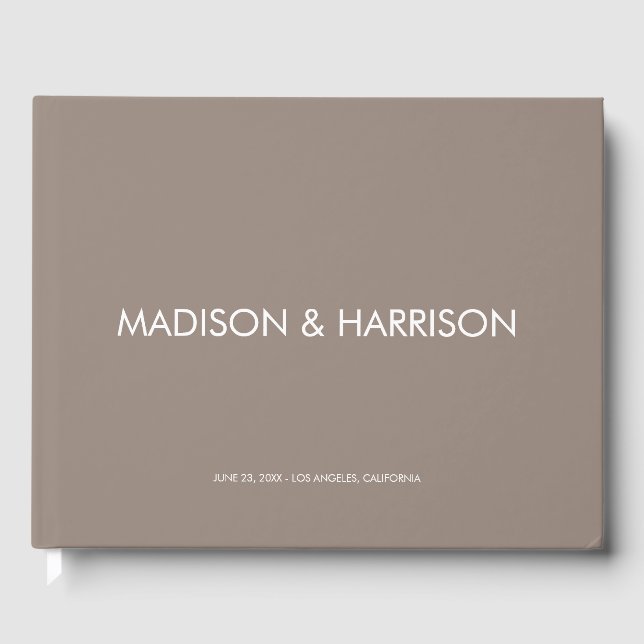 Livro De Visitas Casamento simples, simples e personalizado, de beg (Frente)