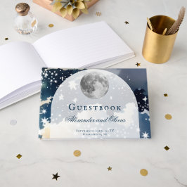 Livro De Visitas Casamento sob o Céu Lunar Noturno