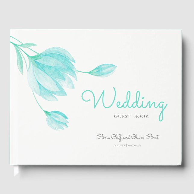 Livro De Visitas Casamento Teal Peonies (Frente)