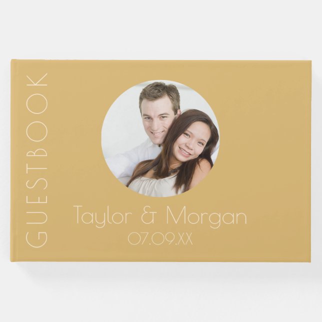 Livro De Visitas Casamento Tonal de Champanhe Moderno (Frente)