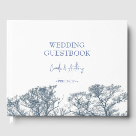 Livro De Visitas Casamento Tropical Boho de Árvores Azuis