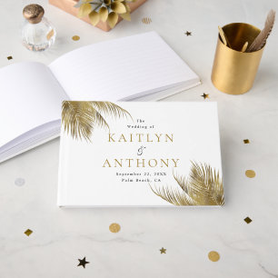 Livro De Visitas Casamento Tropical de Palmeiras Elegante