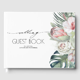 Livro De Visitas Casamento Tropical Floral Beach