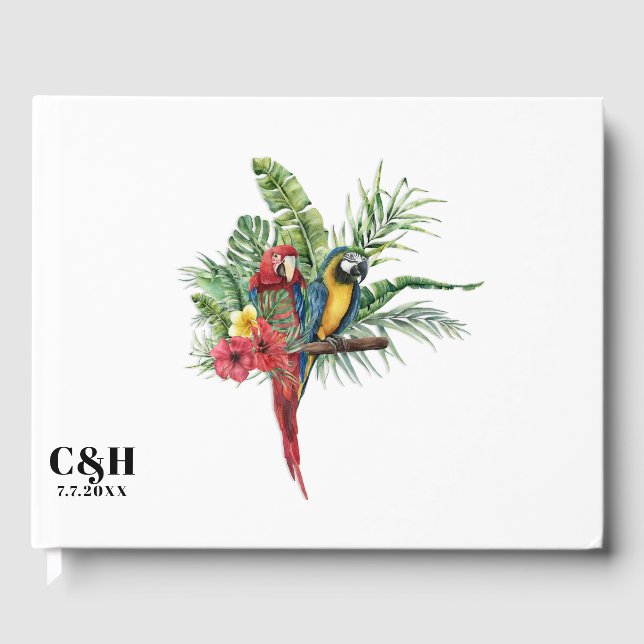 Livro De Visitas Casamento Tropical Floral de Aves do Paraíso Insul (Frente)