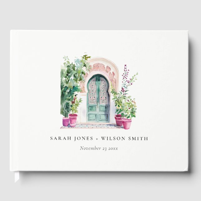 Livro De Visitas Casamento Tropical Marroquino da Porta de Água (Frente)