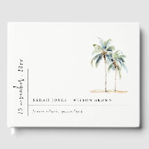 Casamento Tropical Mínimo de Palmeiras Aquarelas