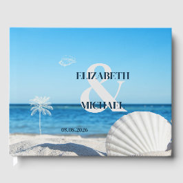 Livro De Visitas Casamento Tropical na Praia do Oceano