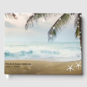 Livro De Visitas Casamento Tropical Praia Palmeiras Oceano e Luzes