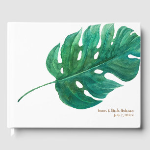 Livro De Visitas Casamento Tropical Verde Palm Folha Havaiana de Ve