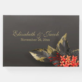 Livro De Visitas Casamento Tropical Vermelho Jasmine Escura