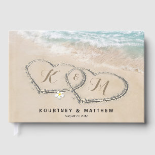 Livro De Visitas Casamento Tropical Vintage Praia Coração Costa