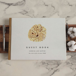 Livro De Visitas Casamento Tropical Watercolor Seashells