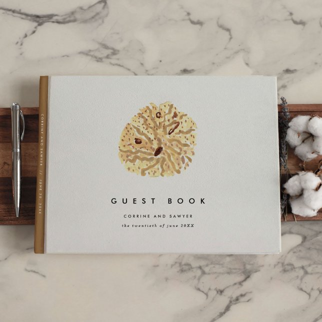 Livro De Visitas Casamento Tropical Watercolor Seashells (Tropical Watercolor Seashells Wedding Guest Book)