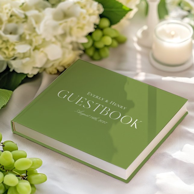 Livro De Visitas Casamento Verde da Sala Mínima Elegante (Minimlaist Elegant Sage Green Wedding Guest Book)