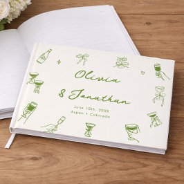 Livro De Visitas Casamento Verde Desenhado à Mão
