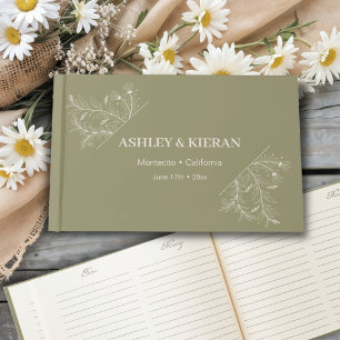 Livro De Visitas Casamento Verde do Elegante Floral Moss