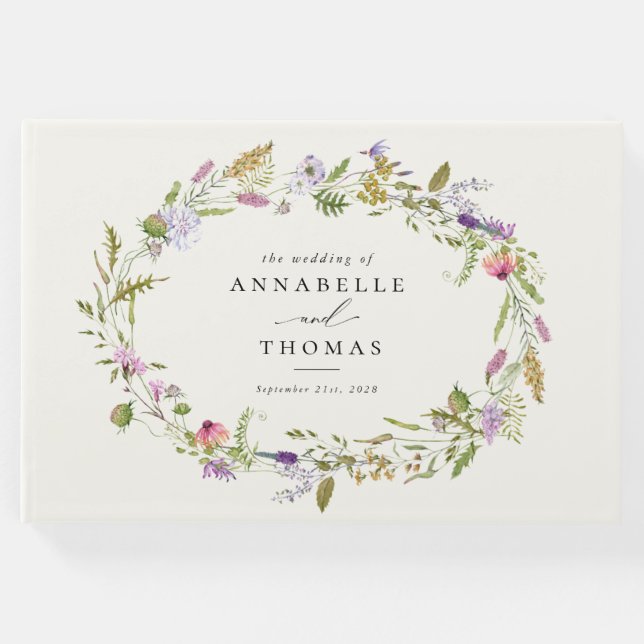 Livro De Visitas Casamento verde do Jardim de Flores Selvagens (Frente)