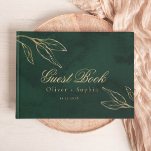 Livro De Visitas Casamento Verde Esmeralda Botânico Encantado e Dou
