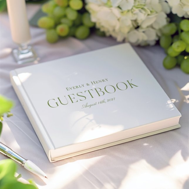 Livro De Visitas Casamento Verde Mínimo Elegante Branco e Sage (Minimlaist Elegant White & Sage Green Wedding Guest Book)
