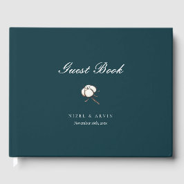 Livro De Visitas Casamento Verde Mínimo Elegante Cotton